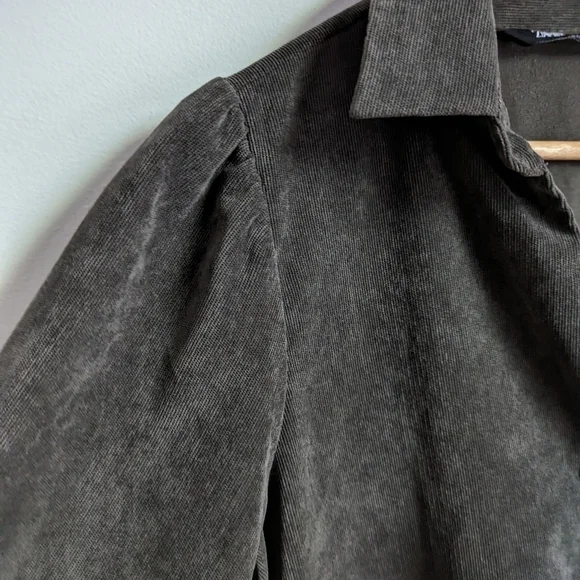 ZARA Forest Green Casual Academia Button Front Long Sleeves Mini Dress Large - Picture 7 of 14